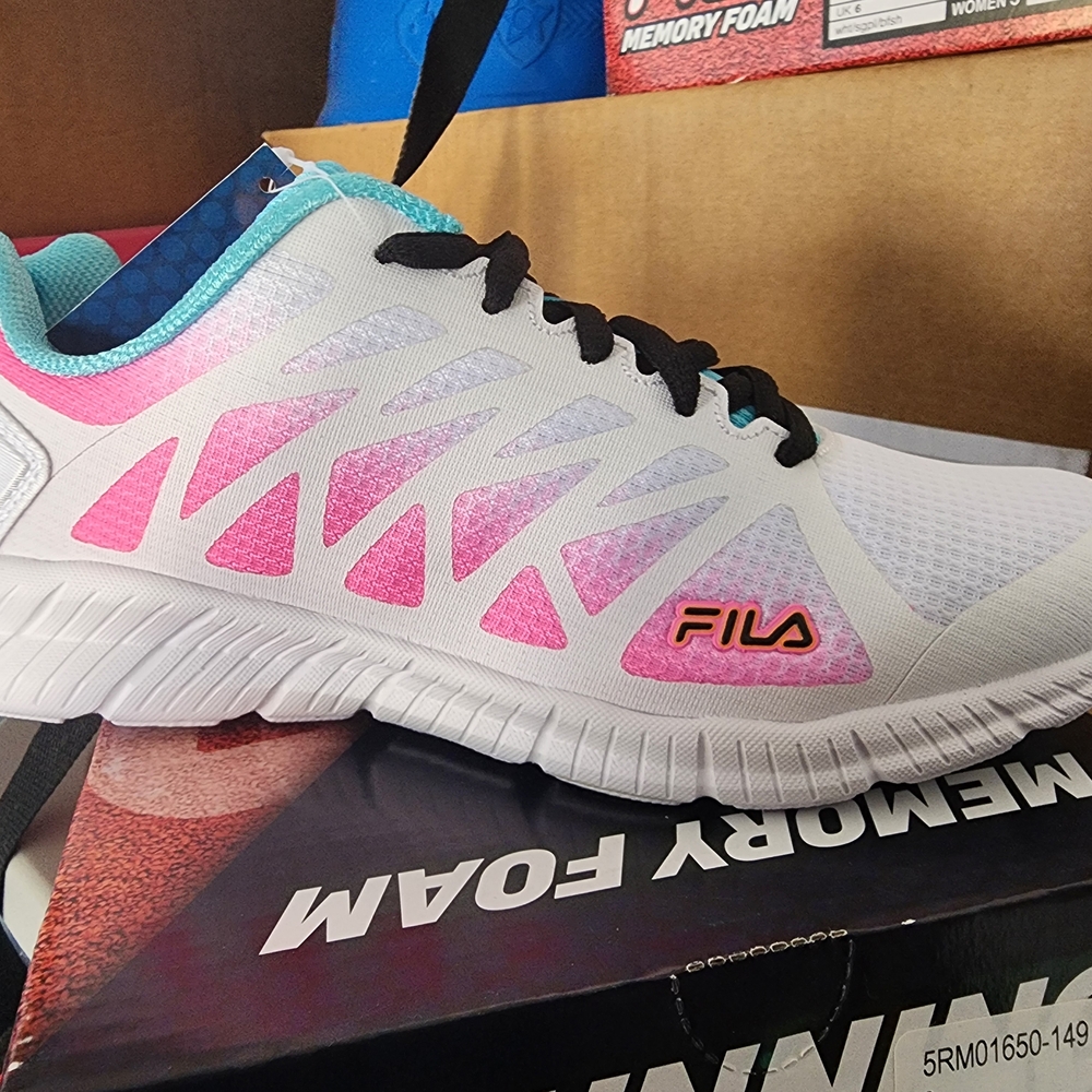 Fila White and Pink Athletic Running Shoes